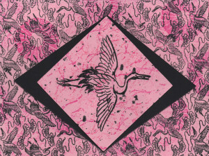 Pink and Black Crane Card